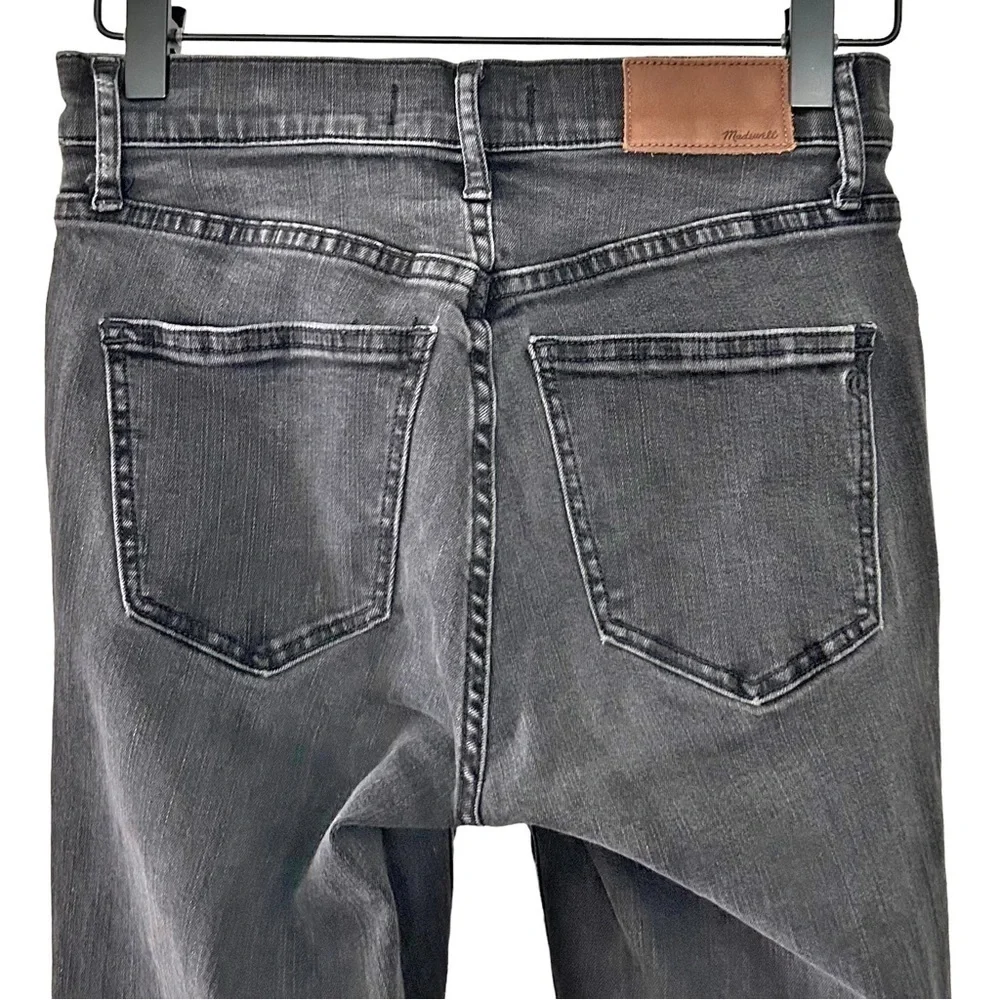 Madewell 9'' Mid-Rise Skinny‎ Ripped Knee Denim Jeans Black Sea Wash Women SZ 25